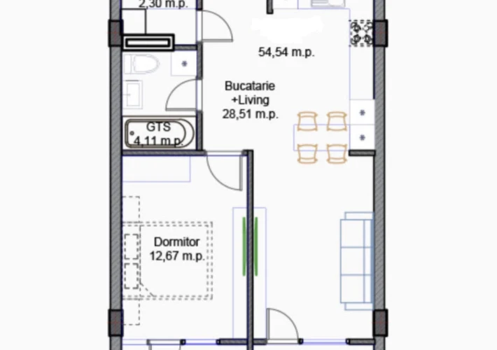 Vînd apartament cu o cameră + living amplasat în complexul Hora Village din sec Buiucani, pe str-la Bisericii.3