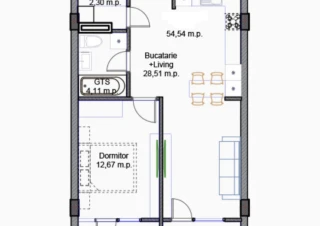 Vînd apartament cu o cameră + living amplasat în complexul Hora Village din sec Buiucani, pe str-la Bisericii.3